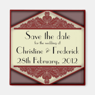 Dusky Pink Vintage, square save the date magnet