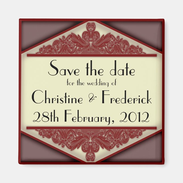 Dusky Pink Vintage, square save the date magnet (Front)