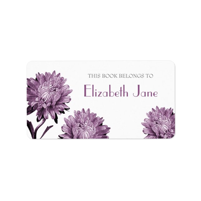 Dusky Purple Aster Bookplate Labels (Front)