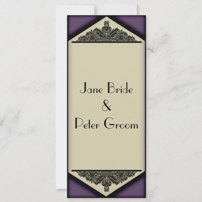 Dusky Purple Vintage, 9.25"x4" invitation (Front)
