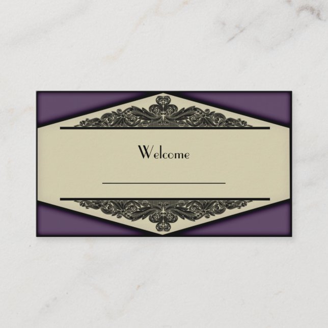Dusky Purple Vintage, table seating cards (Front)