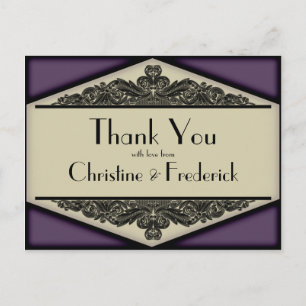 Dusky Purple Vintage, thank you postcard. Postcard