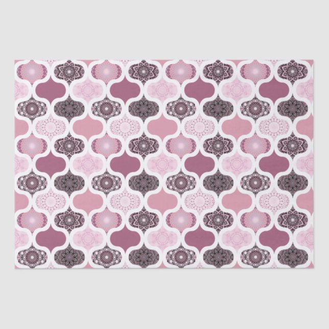 Dusky Rose Dot Mandalas Ogee Patchwork Tissue Paper (Front)