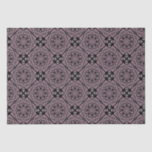 Dusky Rose Fronds Mandala Geometric Diamond Tile Tissue Paper