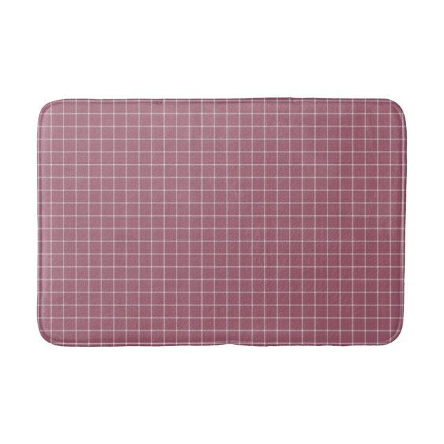 dusky rose windowpane gingham bath mat (Front)