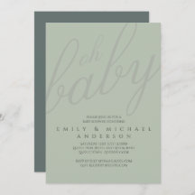 Dusky Sage Typography Baby Shower Gender Reveal