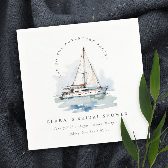 Dusky Sailboat Yacht Seascape Bridal Shower Napkin (Creator Uploaded)
