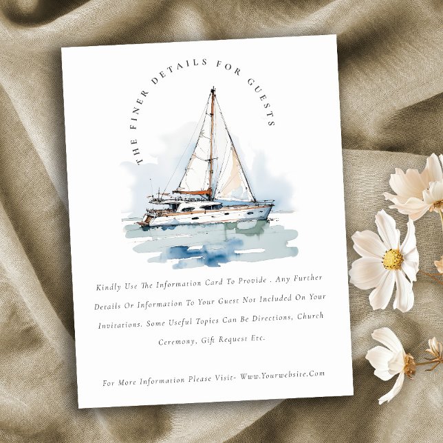 Dusky Sailboat Yacht Seascape Wedding Details Enclosure Card (Creator Uploaded)