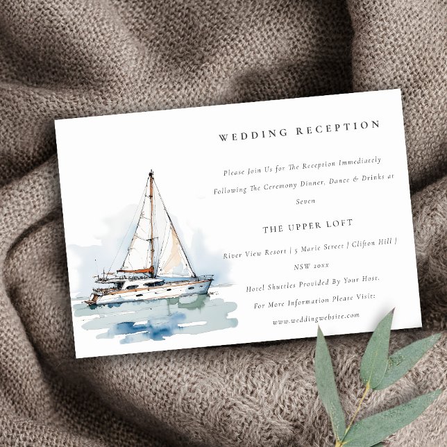 Dusky Sailboat Yacht Seascape Wedding Reception Enclosure Card (Creator Uploaded)