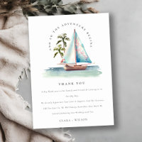 Dusky Teal Sailboat Palm Seascape Bridal Shower