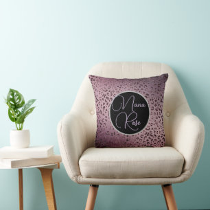 Dusky Violet Leopard Personalised Cushion