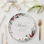 Dusky Warm Winter Festive Foliage Baby Shower Paper Plate<br><div class="desc">If you need any further customisation please feel free to message me on yellowfebstudio@gmail.com.</div>