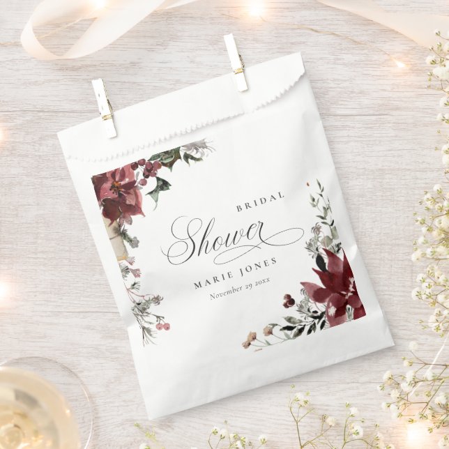 Dusky Warm Winter Festive Foliage Bridal Shower Favour Bags (Clipped)