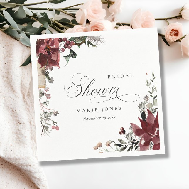 Dusky Warm Winter Festive Foliage Bridal Shower Napkin (Creator Uploaded)