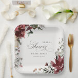 Dusky Warm Winter Festive Foliage Bridal Shower Paper Plate<br><div class="desc">If you need any further customisation please feel free to message me on yellowfebstudio@gmail.com.</div>