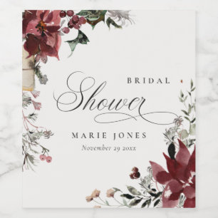 Dusky Warm Winter Festive Foliage Bridal Shower Wine Label