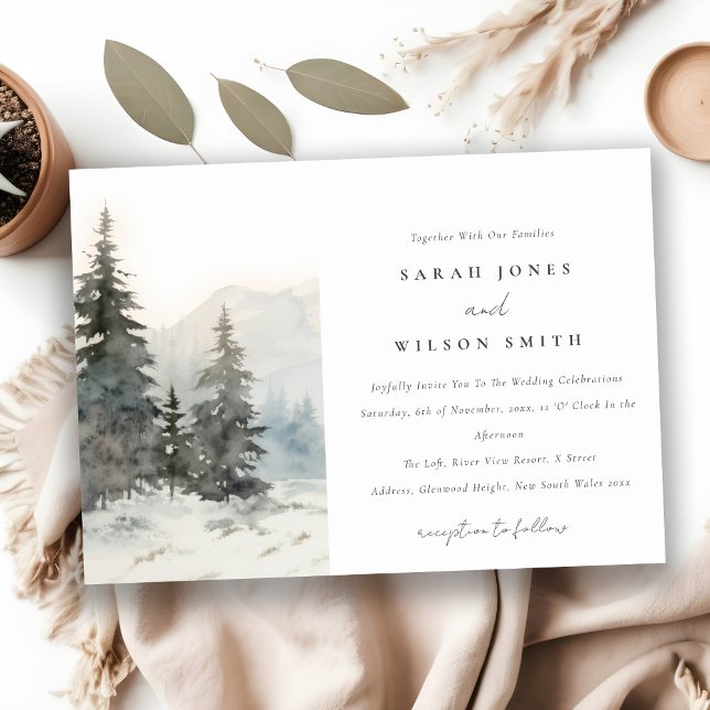 Dusky Winter Snow Mountain Landscape Wedding Invitation (Creator Uploaded)