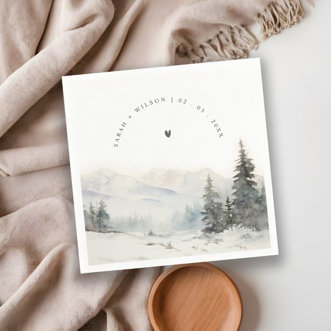 Dusky Winter Snow Mountain Landscape Wedding Napkin (Creator Uploaded)