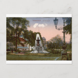 Düsseldorf Corneliusplatz Vintage Fountain View Postcard