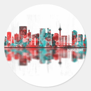 Dusseldorf Germany Skyline Classic Round Sticker