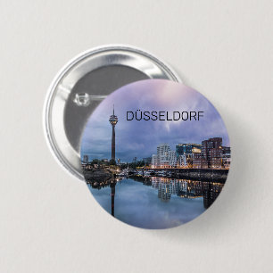 Dusseldorf Skyline Germany Holiday Sunset Souvenir 6 Cm Round Badge