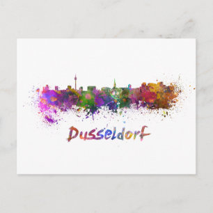 Dusseldorf skyline in watercolor postcard