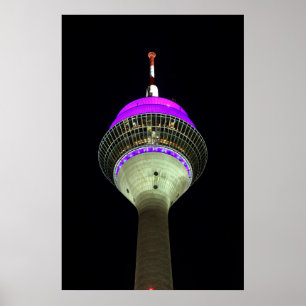 Düsseldorfer Rheinturm by night Poster