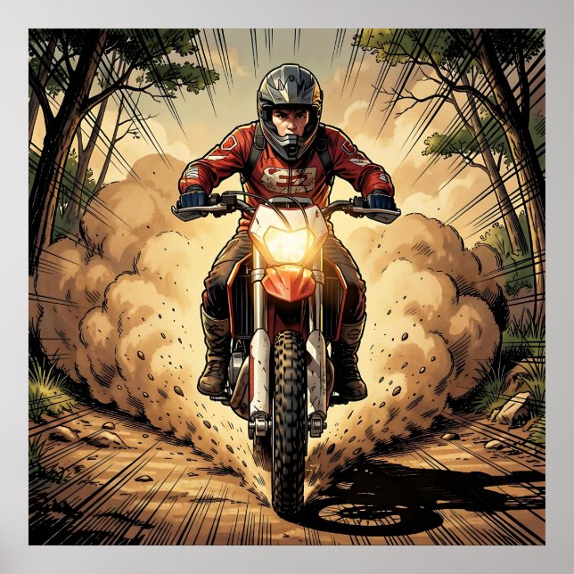 Dust & Determination Full Throttle Motocross Poster (Front)