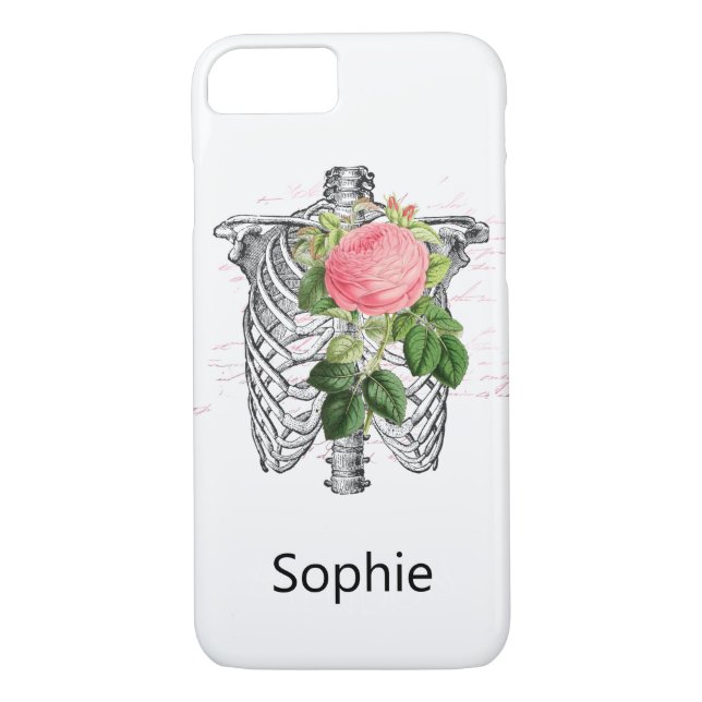 Dust Pink Rose Skeleton Heart  Case-Mate iPhone Case (Back)