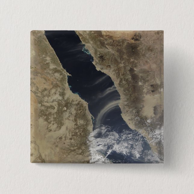 Dust plumes blow off the coast of Saudi Arabia 15 Cm Square Badge (Front)