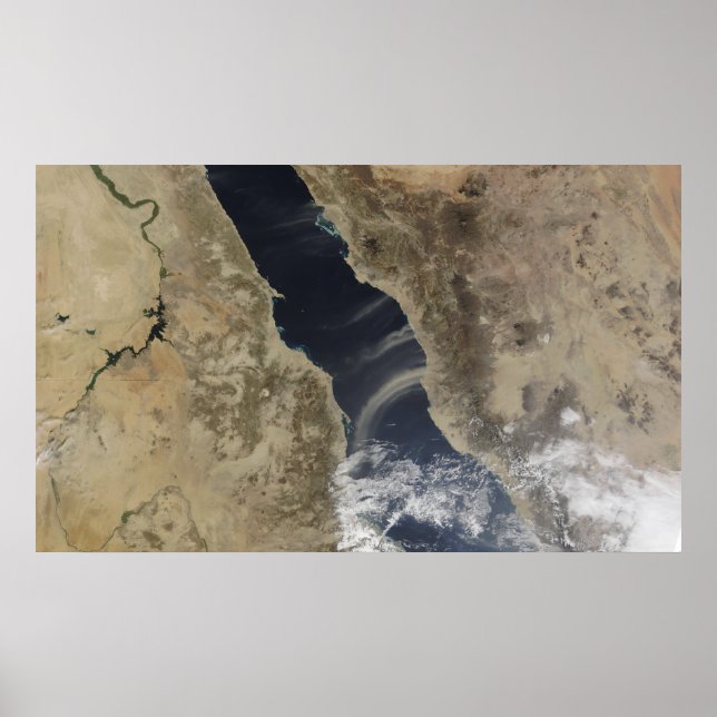 Dust plumes blow off the coast of Saudi Arabia Poster (Front)