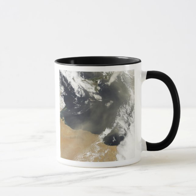 Dust plumes blowing off the north African coast Mug (Right)