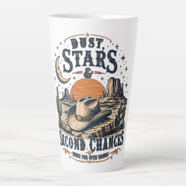 Dust Stars Second Chances Western Design Latte Mug (Front)