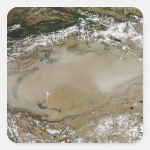 Dust storm in Taklimakan Desert, Western China Square Sticker