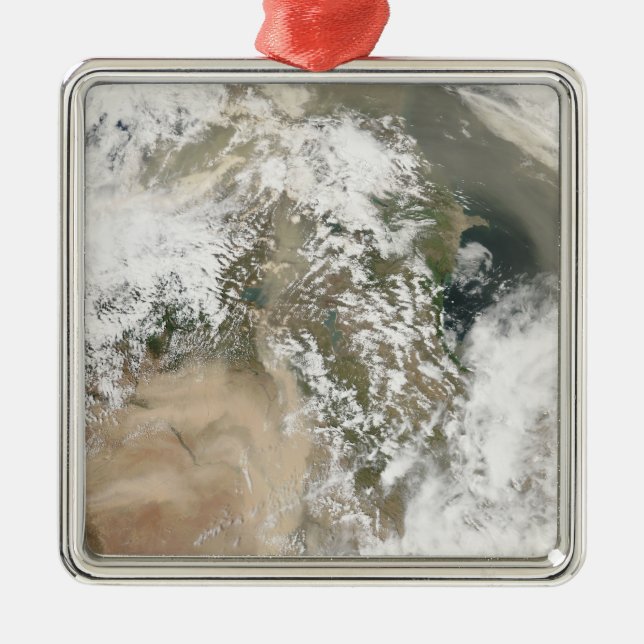 Dust storms over the Middle East Metal Tree Decoration (Front)