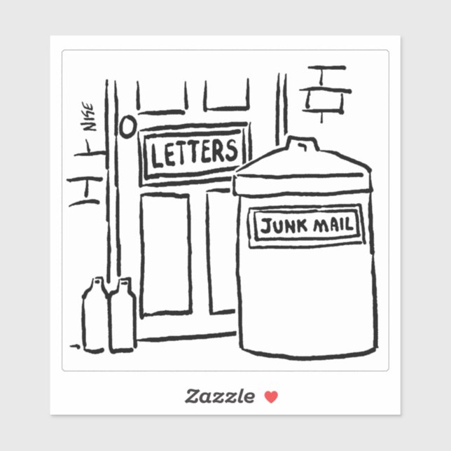 Dustbin Ready for Junk Mail Cartoon. (Sheet)