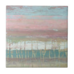 Dusted Horizon Tile<br><div class="desc">Dusted Horizon I by Jennifer Goldberger. Features horizontal lines of various colours,  from pink to gold to blue.</div>