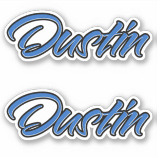 Dustin name blue sticker embroiderset