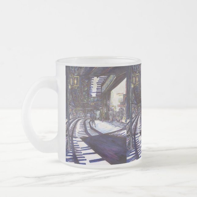 Dusting the Piano Frosted Glass Coffee Mug (Left)