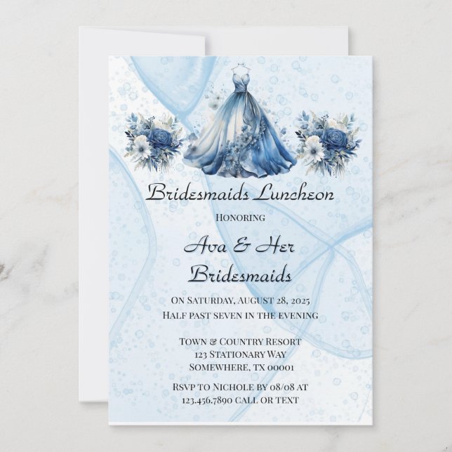 Dusty Alcohol Ink Dress Bridesmaids Luncheon Invitation (Front)