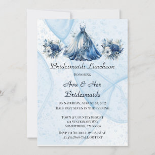 Dusty Alcohol Ink Dress Bridesmaids Luncheon Invitation