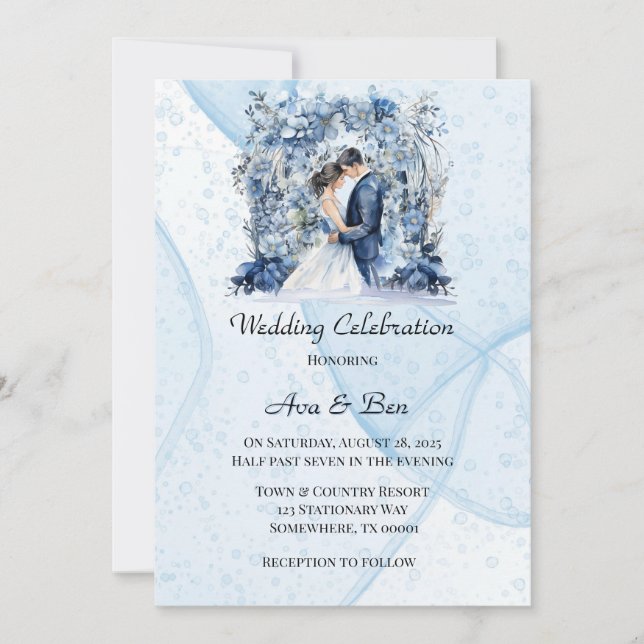 Dusty Alcohol Ink Floral Arch Wedding Celebration  Invitation (Front)