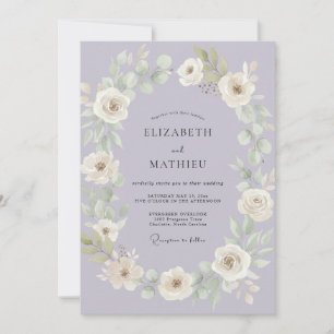 Dusty Amethyst Wreath Wedding Invitation