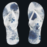 Dusty and Navy Blue Floral Elegant Botanical Jandals<br><div class="desc">Dusty blue and navy blue flowers beautiful flip flops for any party</div>