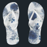Dusty and Navy Blue Floral Elegant Botanical Jandals<br><div class="desc">Dusty blue and navy blue flowers beautiful flip flops for any party</div>