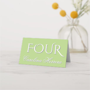 Dusty Apple Green Elegant Script Guest Name Number Place Card