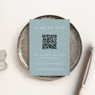 Dusty Aqua Coastal RSVP Card with QR Code