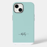 Dusty Aqua Simple Minimalist Script Custom Name