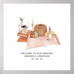 Dusty Autumn Shrine Bohemian Wedding Welcome Poster