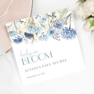 DUSTY Baby in Bloom Blue Beige Elegant Baby Shower Napkin